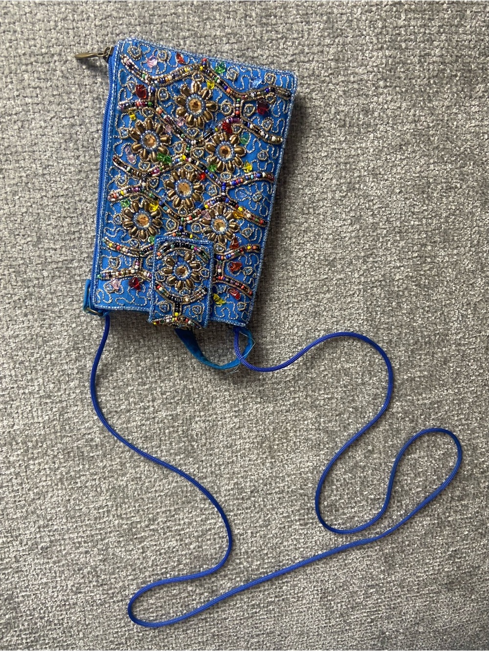 Beaded Blue Embellished Crossbody Bag - Bamboo trading co. Designer-Inspired